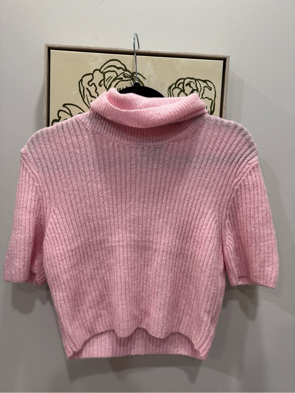 House of Harlow 1960 Pink Turtleneck Sweater Short-Sleeve Women Medium ~LIKE NEW